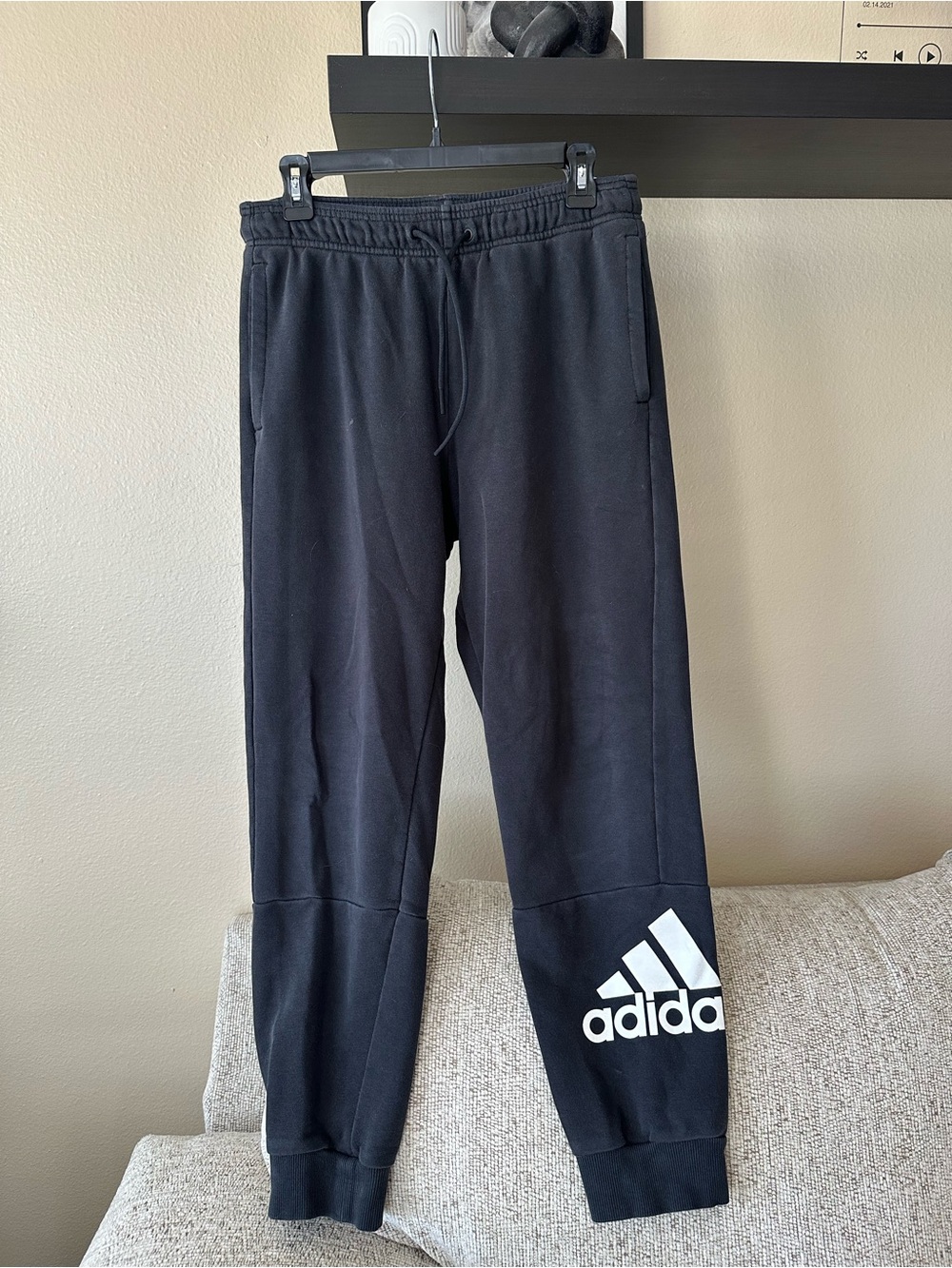 adidas Black Joggers with White Logo